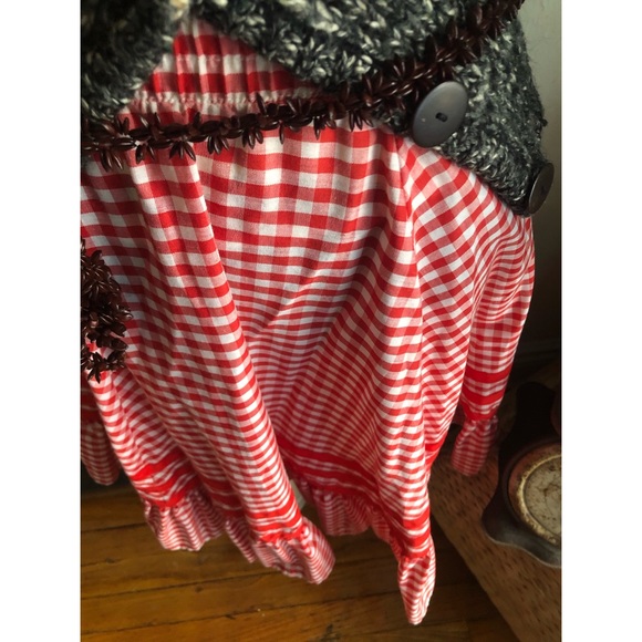 Vintage-Red and White Checkered-Gingham-Skirt - Picture 2 of 8